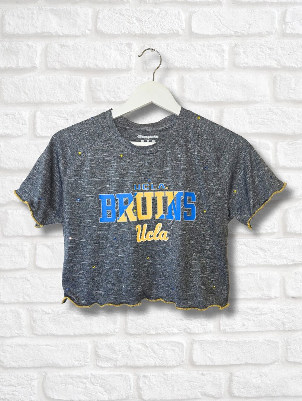 UCLA Bruins Ruffle Crop Top W/Rhinestones